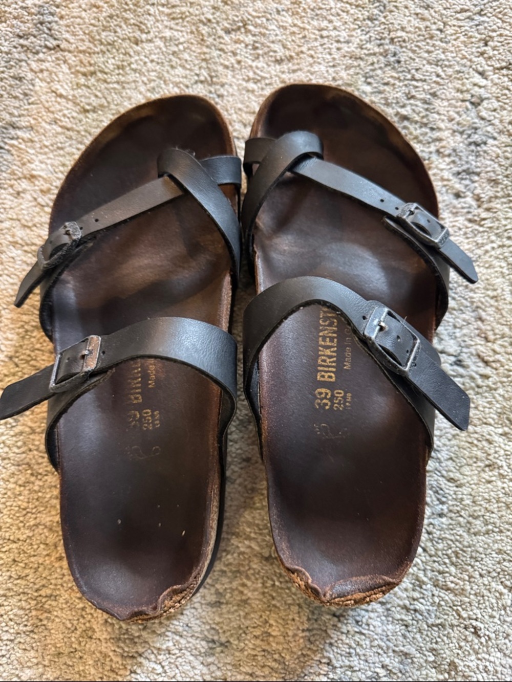Birkenstock Black Mayari Strappy Leather Slide Sandals